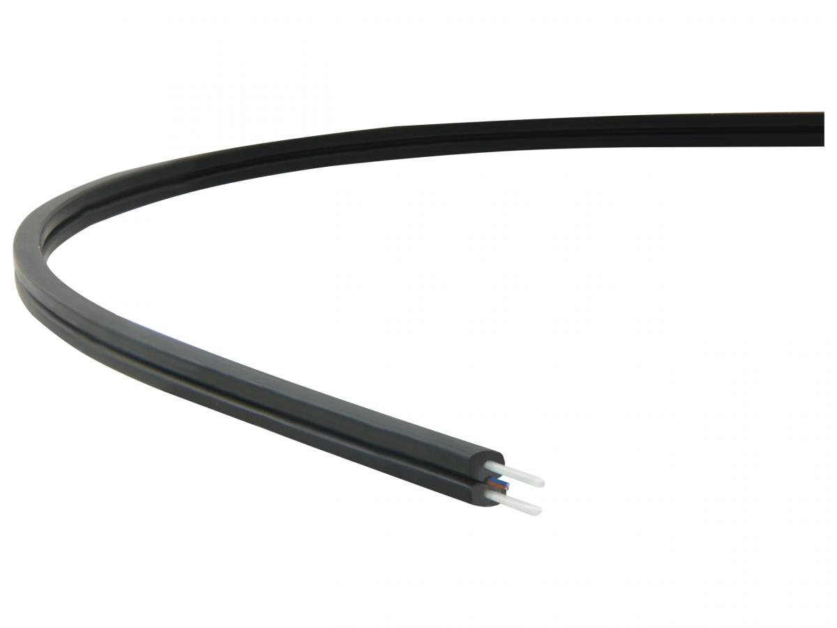 A-LAN Kabel światłowodowy FTTH płaski SM 2J 9/125 LSOH czarny - ALANTEC