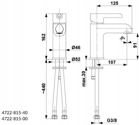 Bateria umywalkowa stojąca ARMATURA KRAKÓW BARYT 1-otw. mosiężna chrom