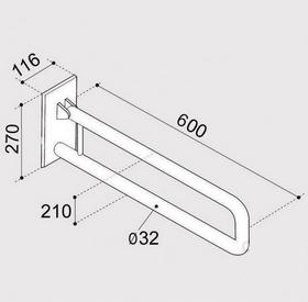 EKOTECH Poręcz podnoszona Ergoplus 60 cm do WC 48h