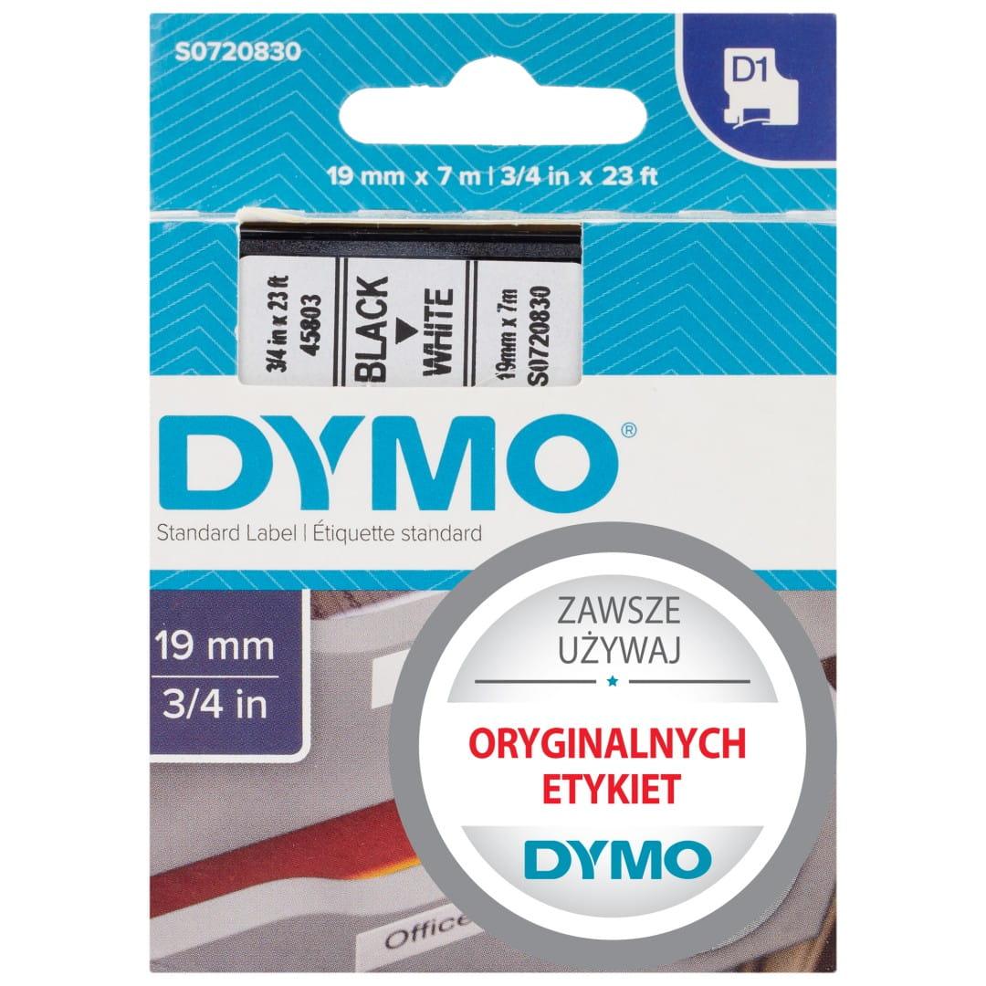 Taśma D1 19mmx7m, czarno-biała