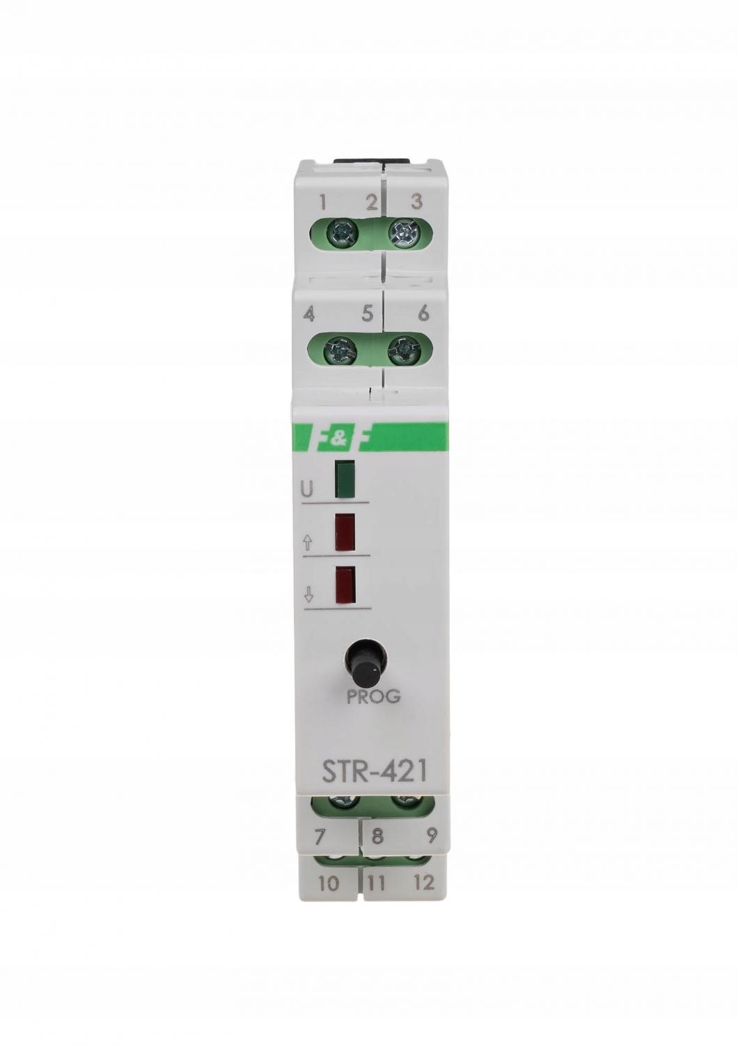 F&F Sterownik rolet STR-421 dwuprzyciskowy, Un=230V AC, 8A, 1 moduł