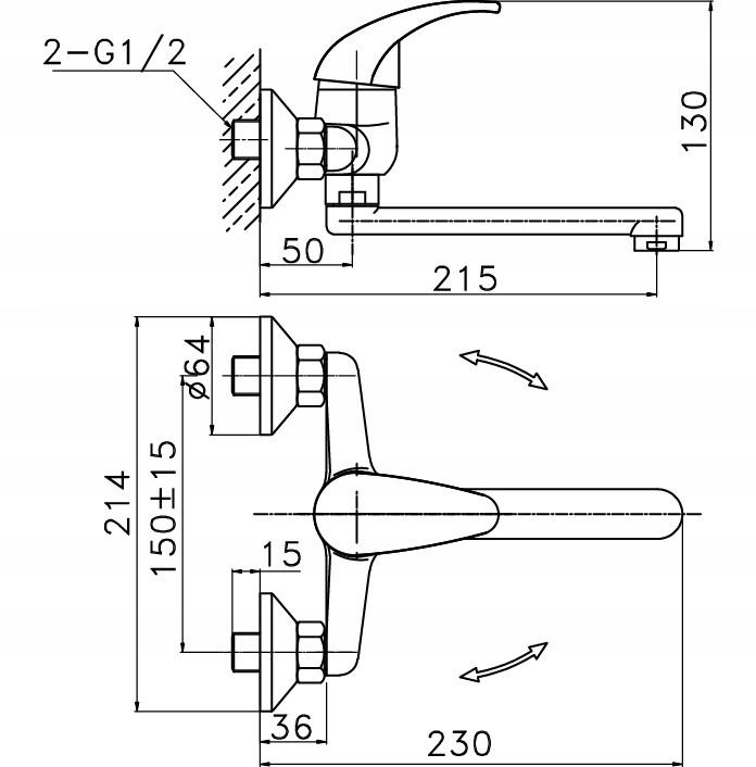 VALVEX Bateria umywalkowa Valvex Alba ścienna dwuotworowa chrom