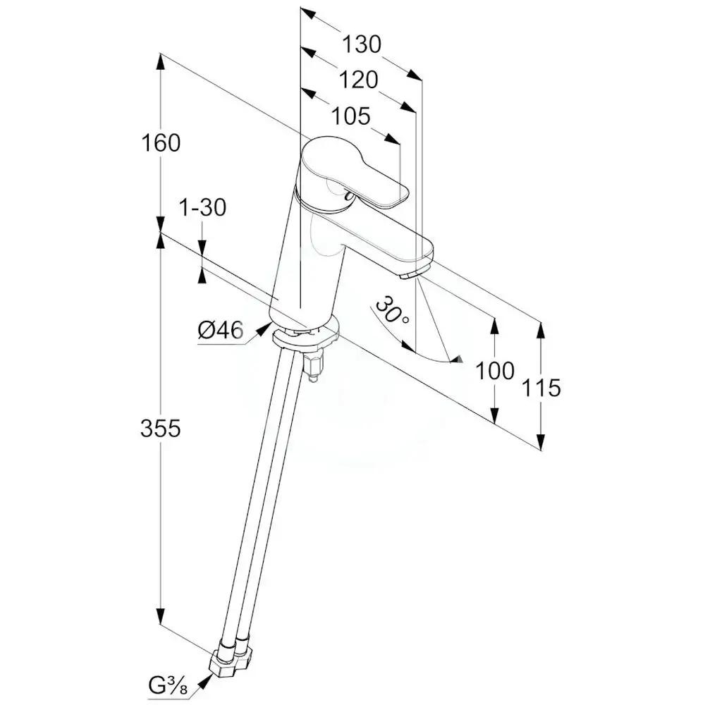 Bateria umywalkowa KLUDI PURE&EASY 100 1-uchwytowa 1-otw mosiężna chrom