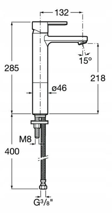 ROCA Bateria umywalkowa NAIA rose gold wysoka, Cold Start, bez korka