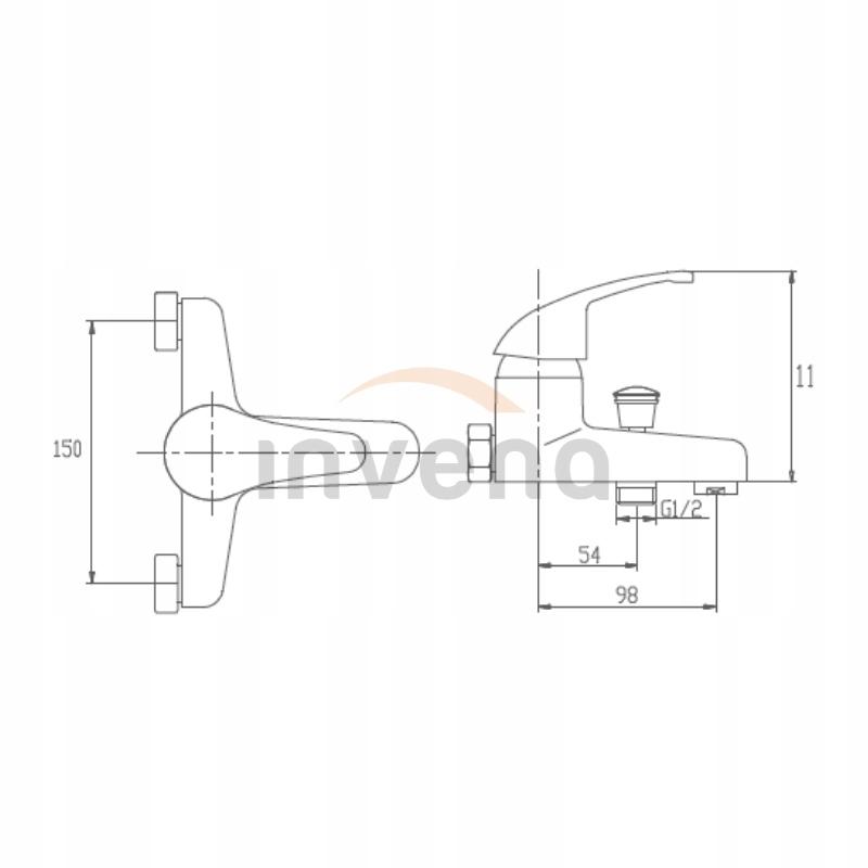 Bateria wannowa INVENA PEREA z zestawem natryskowym 48h