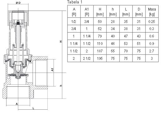 SYR Zawór bezpieczeństwa 1915 G 6/4 cala 3bar 910kW