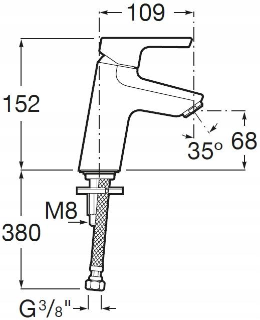 Bateria umywalkowa stojąca ROCA ONA 1-uchwytowa 1-otworowa chrom