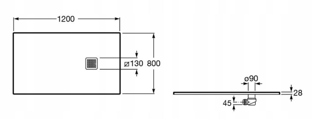 Brodzik prysznicowy kompozyt STONEX prostokąt 80x120x2.8 cm TERRAN syfon