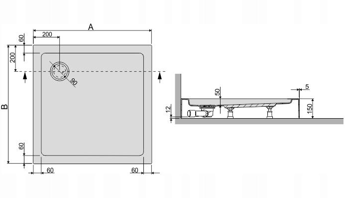 Brodzik akrylowy kwadrat zabudowany 80x80x5 cm SANPLAST Free Line Bza/FREE