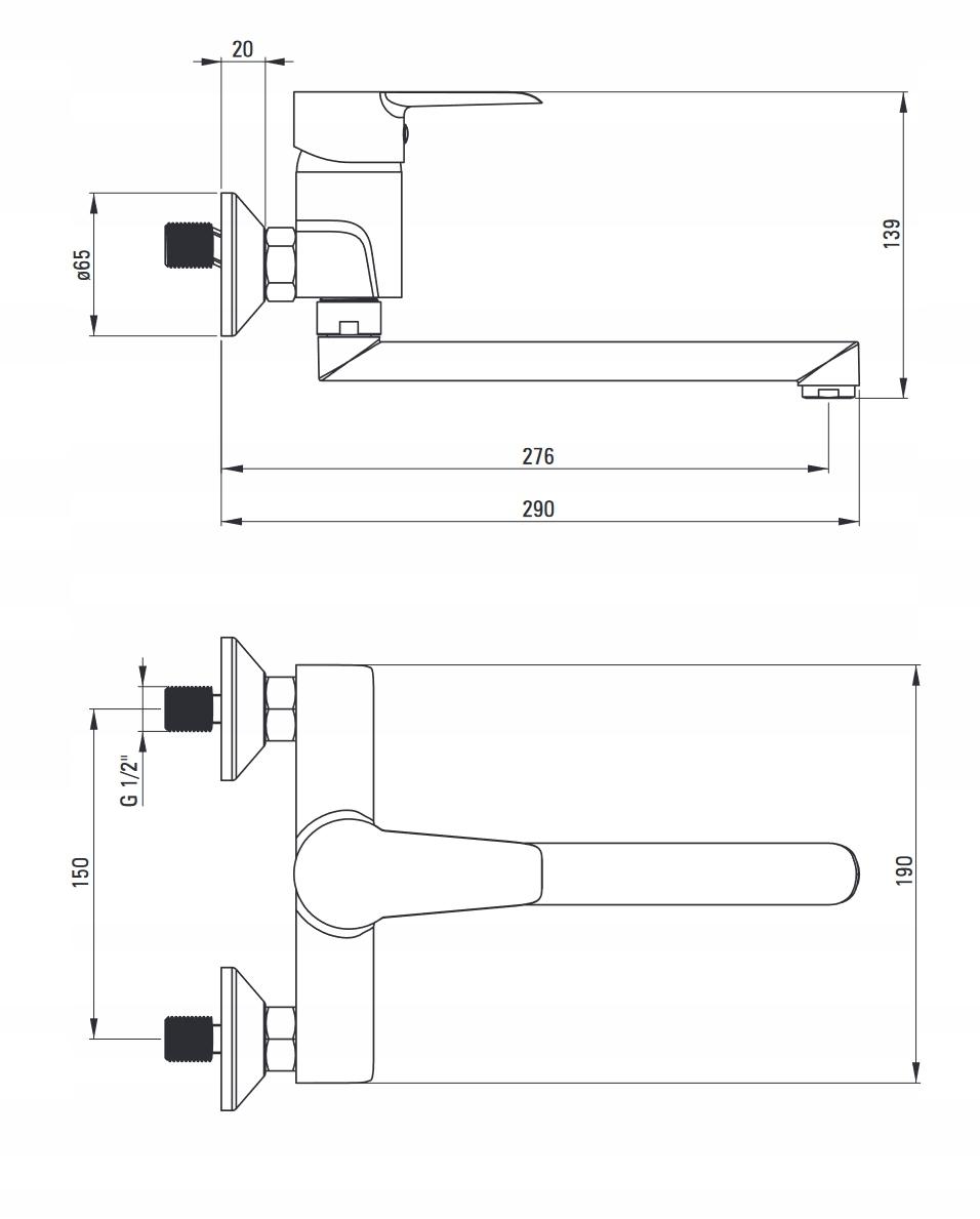 DEANTE Bateria kuchenna ścienna Corio chrom BFC 080M 48h