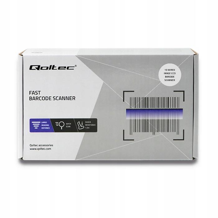QOLTEC Laserowy czytnik kodów kreskowych 1D, CCD, USB, Biały, 50865