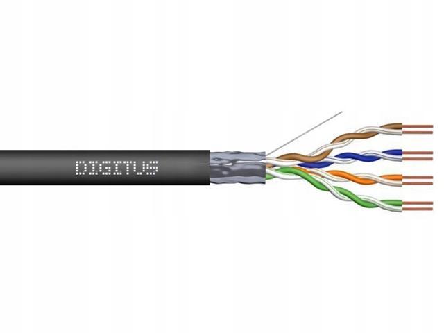 Kabel instalacyjny zewnętrzny żelowany DIGITUS kat .6, F/UTP, AWG 23/1, PE,