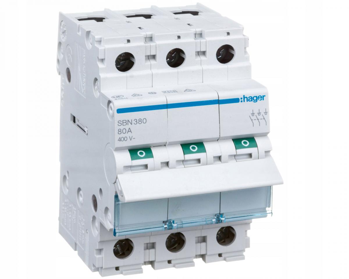 HAGER Modułowy rozłącznik izolacyjny 3P 80A 400V