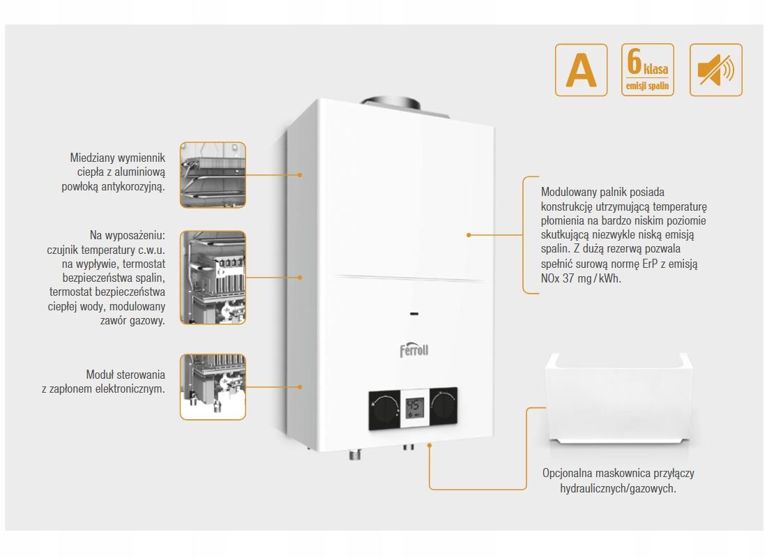 Podgrzewacz C.W.U FERROLI gazowy przepływowy PEGASO ECO 18,9 kW 48h