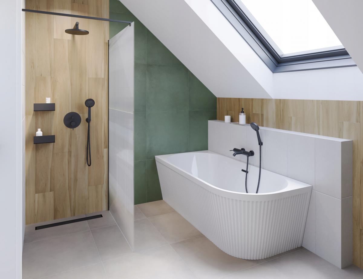 INVENA ZESTAW PODTYNKOWY Z BATERIĄ PODTYNKOWĄ 2F KALITEA TREND CZARNY