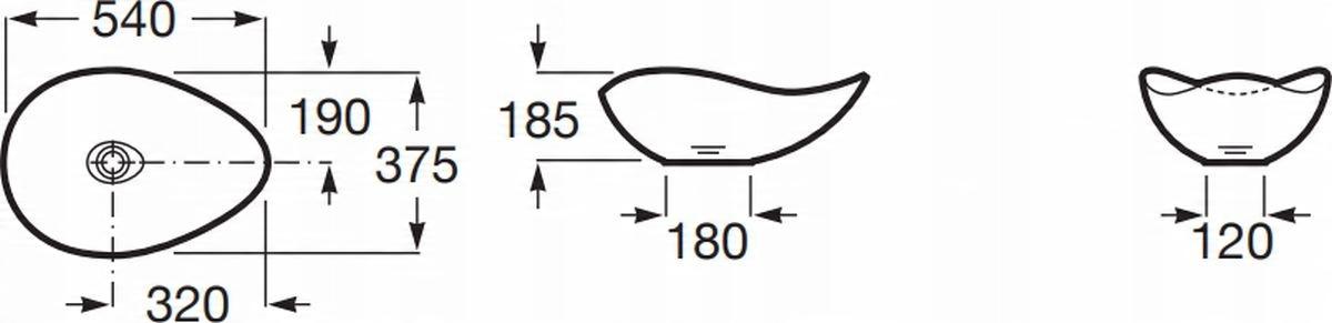 Umywalka nablatowa OHTAKE 54x37,5cm, b/otw., b/przel. Biały ROCA