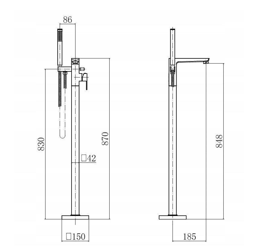 INVENA BATERIA WANNOWA WOLNOSTOJĄCA PAROS INVENA TREND CHROM