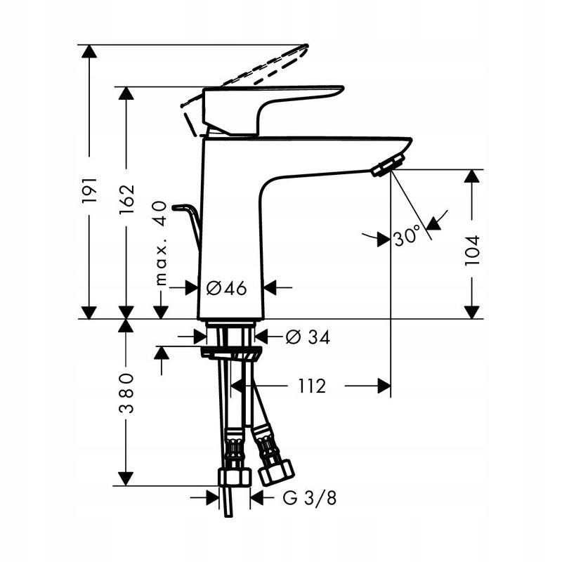 Bateria umywalkowa stojąca HANSGROHE Talis E 110 1uchw 1-otw. czarna matowa