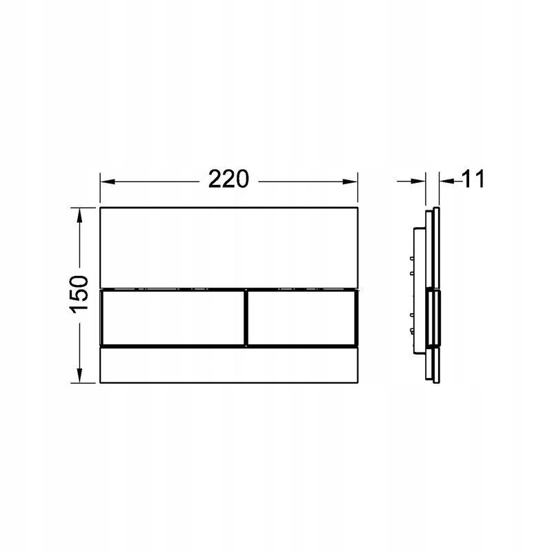 Przycisk spłukujący TECE square podwójny, szklany do WC szkło czarny/chrom