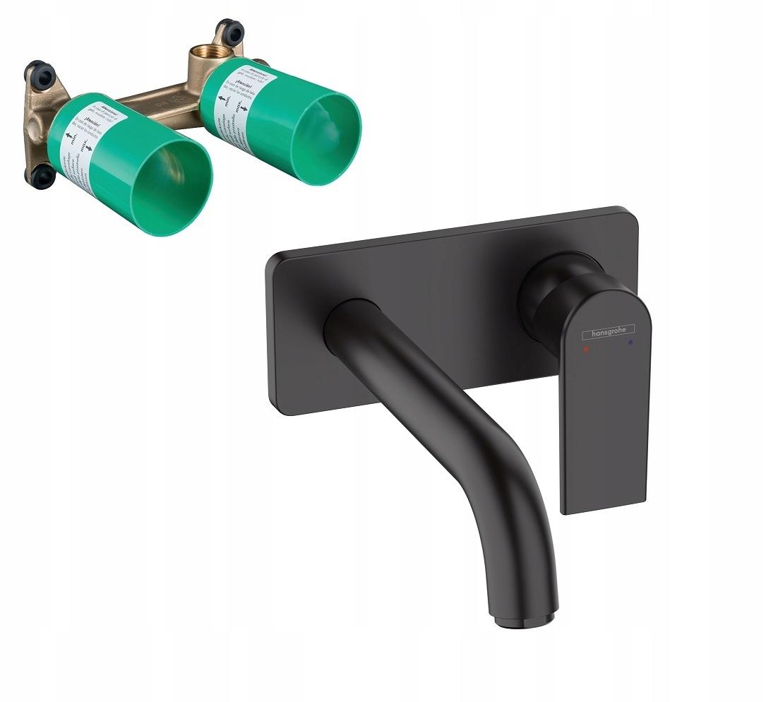 Bateria umywalkowa ścienna podtynkowa VEDO DESSO 2-otw mosiężna czarna mat