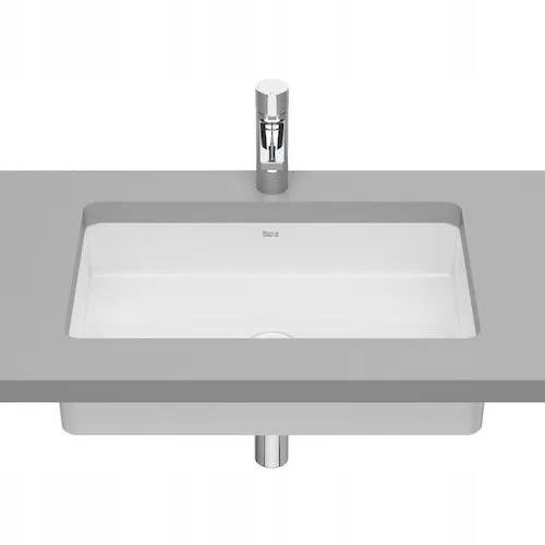 Umywalka podblatowa INSPIRA SQUARE 54x32cm, b/otw., b/przel. Biały ROCA