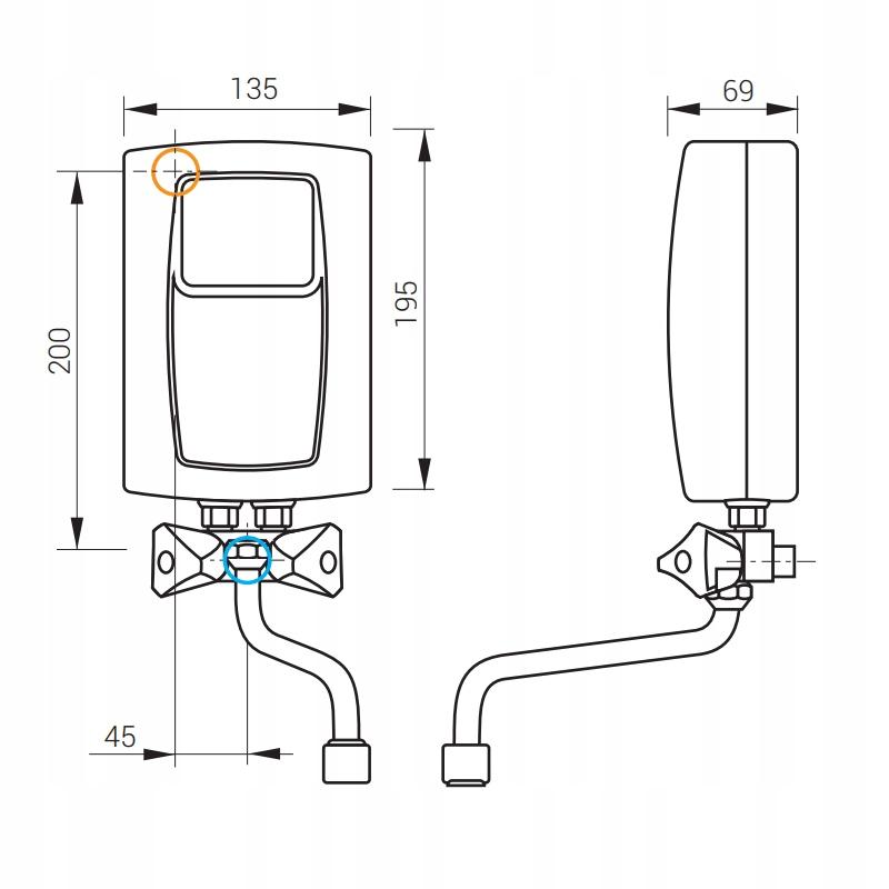Podgrzewacz elektryczny przepływowy 5.5 kW KOSPEL TWISTER EPS2-5,5