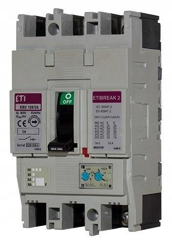 ETI Wyłącznik mocy 3P, 25kA, wyzw. TM EB2 125/3L 100A 3P