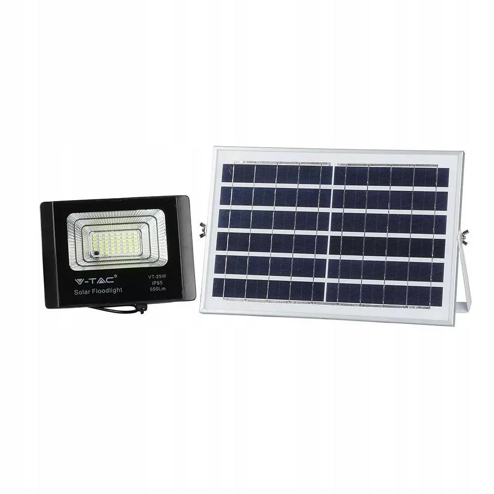 Projektor LED Solarny V-TAC 12W Czarny IP65, Pilot, Timer VT-25W 4000K 550l