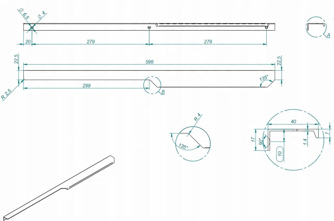 Uchwyt SOHO 60cm (1szt.) Black Matt ELITA