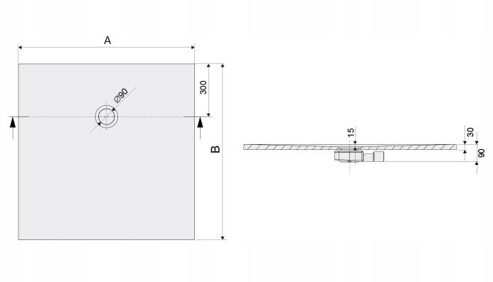 Brodzik min kwadratowy 90x90x3 cm SANPLAST Open Mineral B-M/OPEN