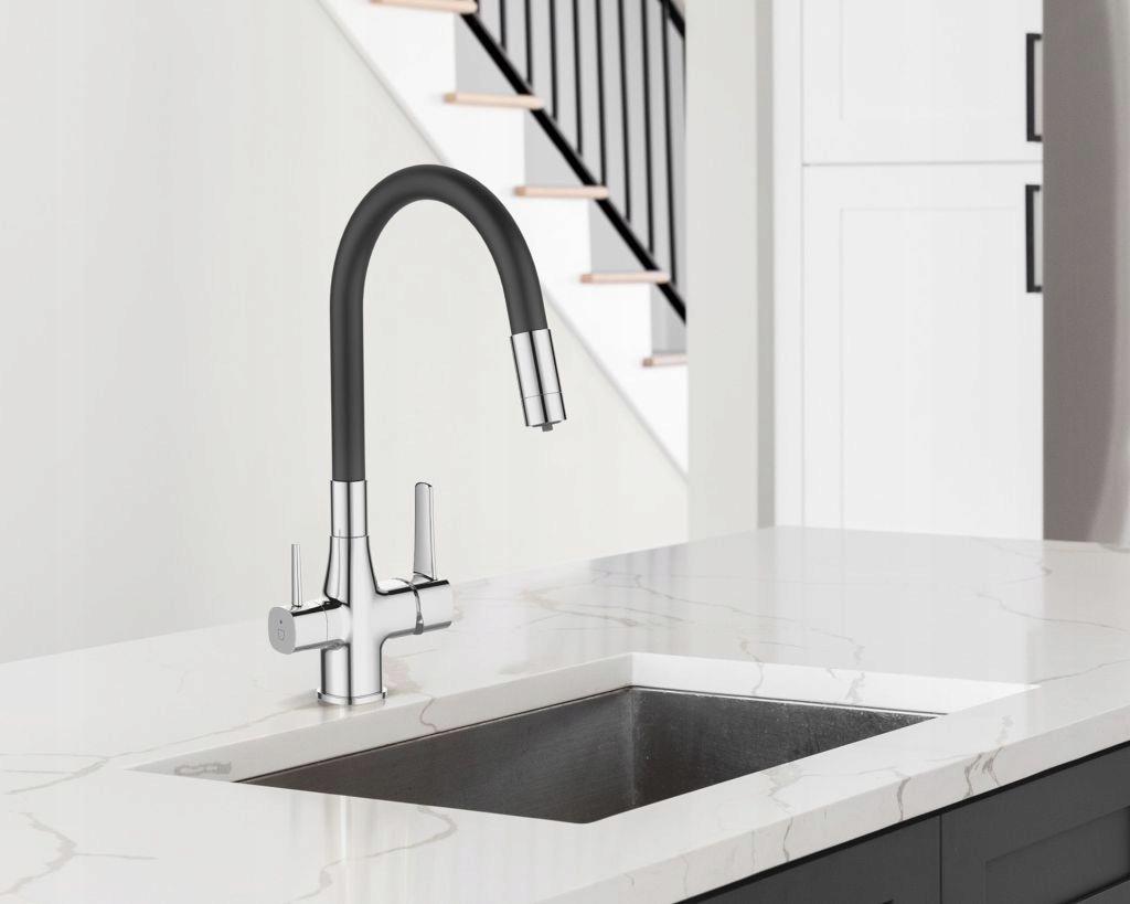 INVENA BATERIA ZLEWOZMYWAKOWA Z FILTREM GLAMOUR TREND, CHROM / CZARNA