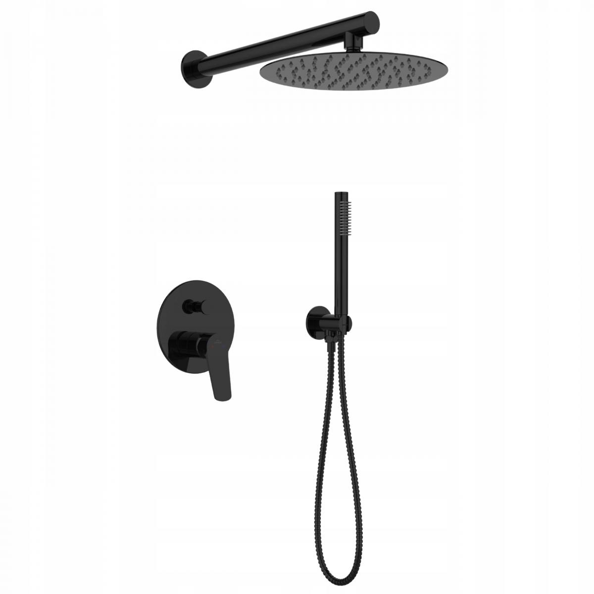 INVENA ZESTAW PODTYNKOWY Z BATERIĄ PODT 2F ALONIA TREND, CZARNY POŁYSK