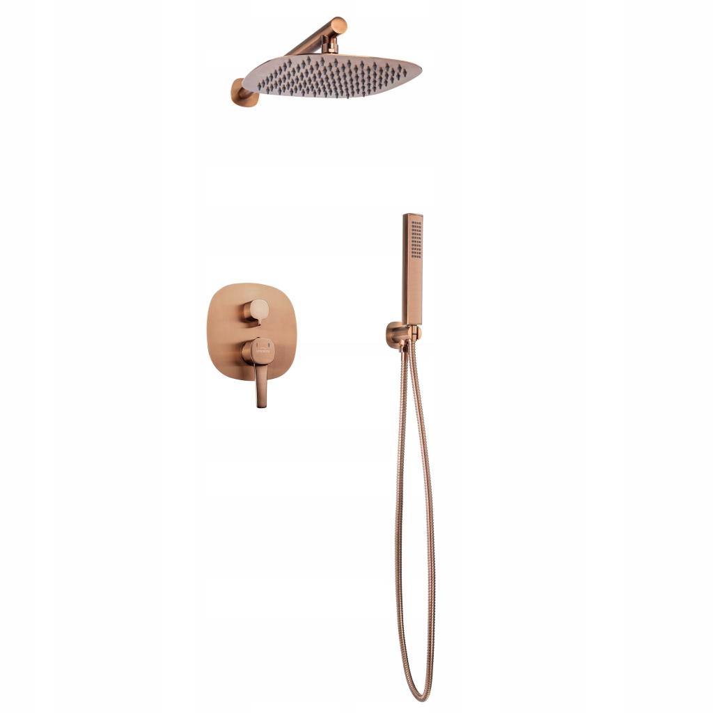 INVENA ZESTAW PODTYNKOWY Z BATERIĄ PODTYNKOWĄ 2F GLAMOUR MIEDŹ INVENA TREND