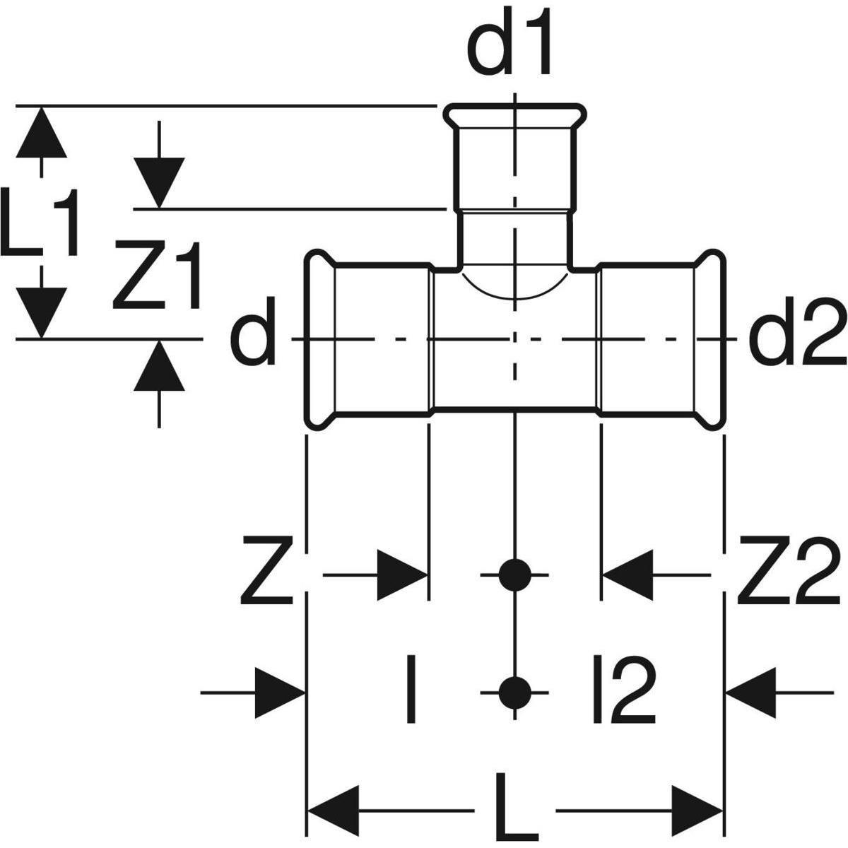 Trójnik Geberit Mapress Edelstahl redukcyjny d76,1-22