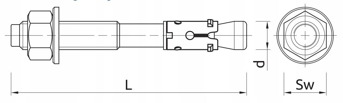 Kotwa opaskowa R-XPT M12x100 mm, Stal węglowa, Ocynk galwaniczny, Opcja 7 O