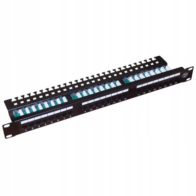 A-LAN Patch panel UTP kat.5e 24 porty LSA z półką 1U/19