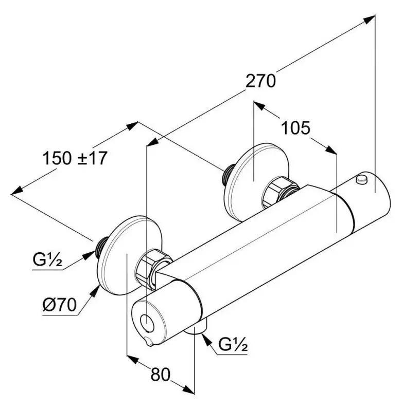 Bateria natrysk ścienna termostat KLUDI BASIC 2-uchwytowa mosiężna chrom