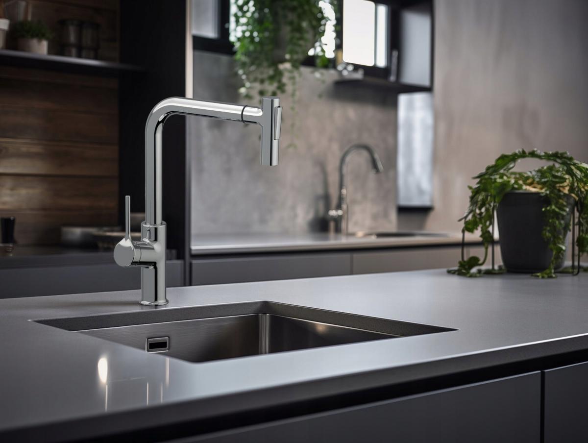 INVENA BATERIA ZLEW FARSALA Z WYCIĄGANĄ 2F WYLEW TYPU L, CHROM INVENA TREND