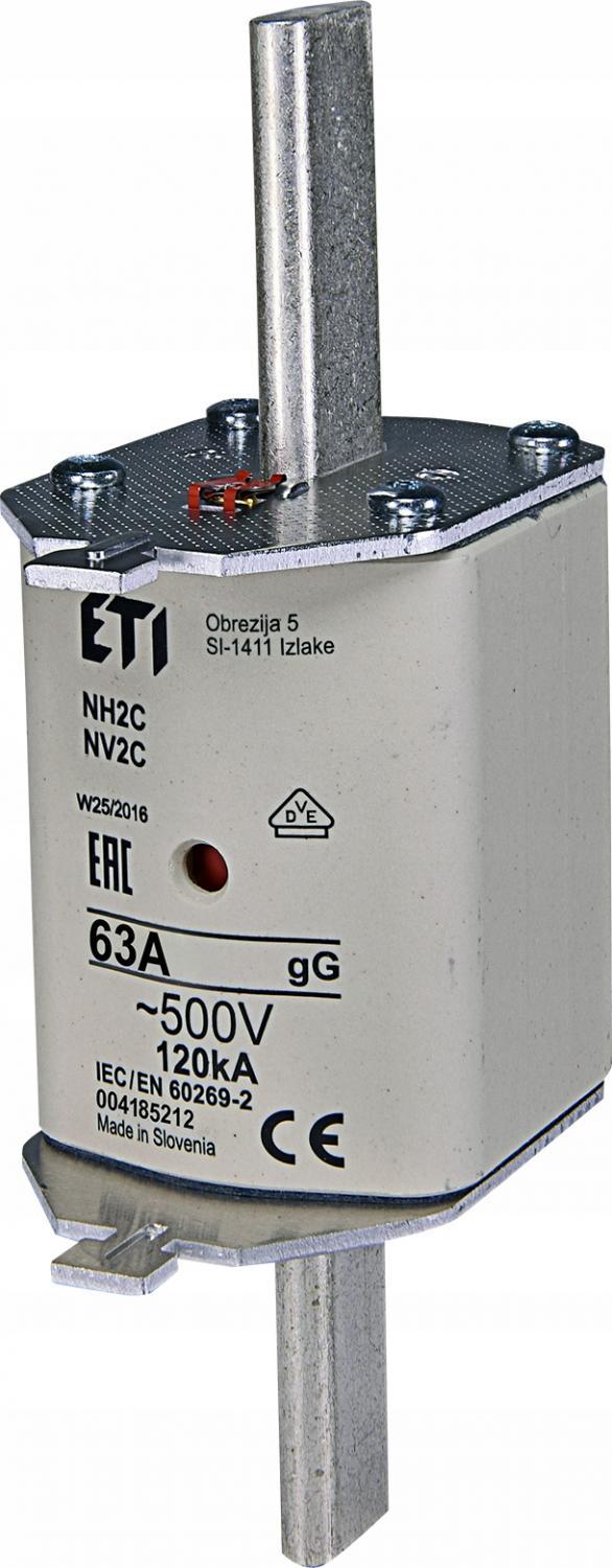 ETI Wkładka topikowa przemysłowa zwłoczna KOMBI NH2C gG 63A/500V