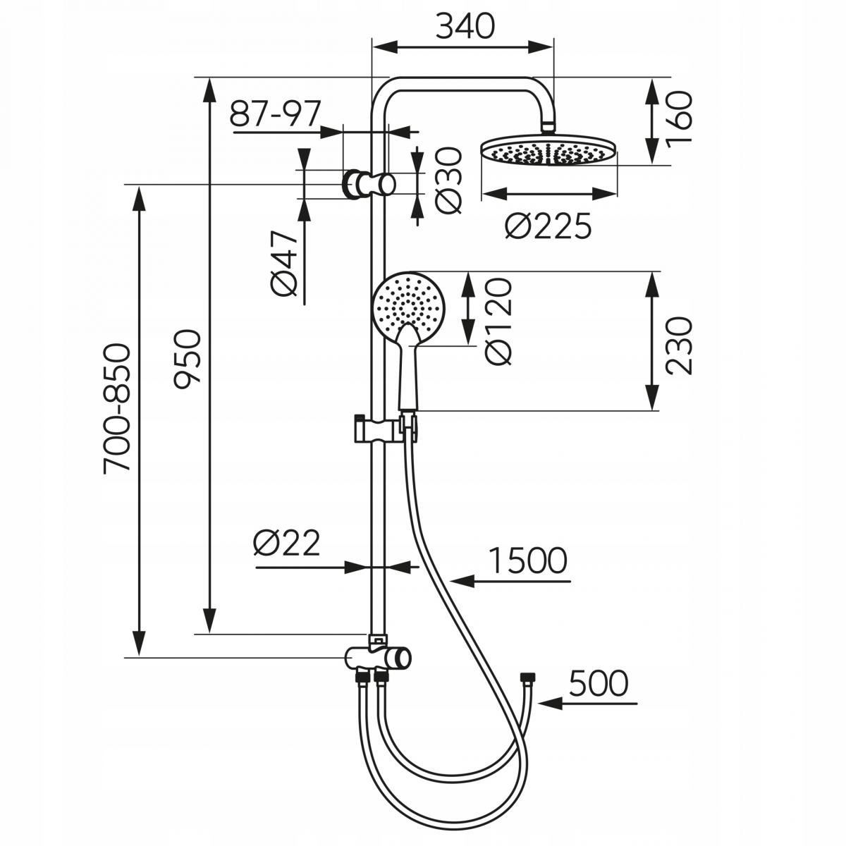 FERRO COPPA zestaw natryskowy z deszczownią, chrom