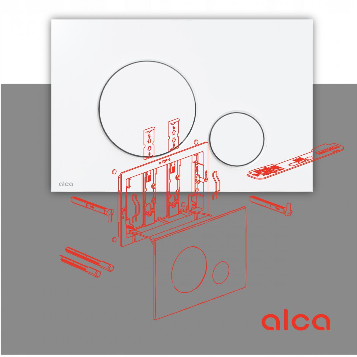 Przycisk sterujący ALCADRAIN THIN do systemów podtynk biały połysk okrągły