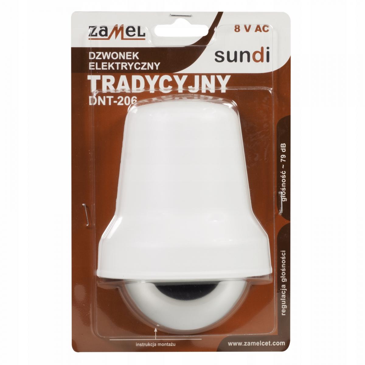 ZAMEL Dzwonek tradycyjny lektromechaniczny, DNT-206 8V, biały