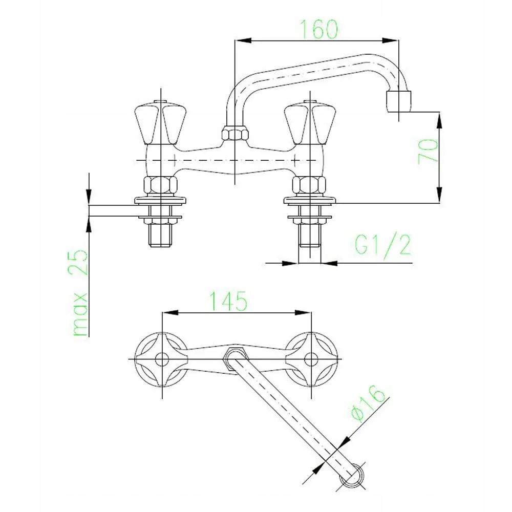 Bateria umywalkowa stojąca VEDO ALETTA NERO 1-uchwyt. 1-otw. czarna mat
