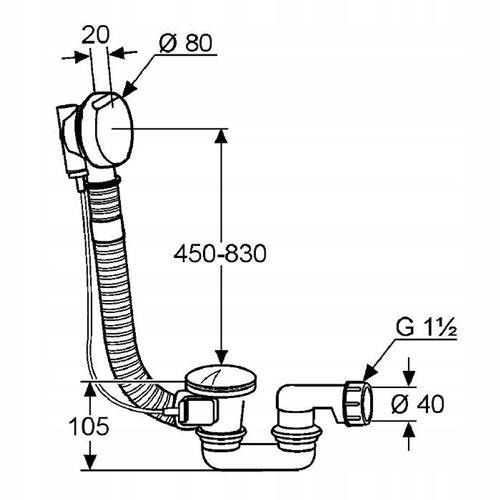 Zestaw przelewowo-odpływowy KLUDI ROTEXA 2000 do wanien specjalnych