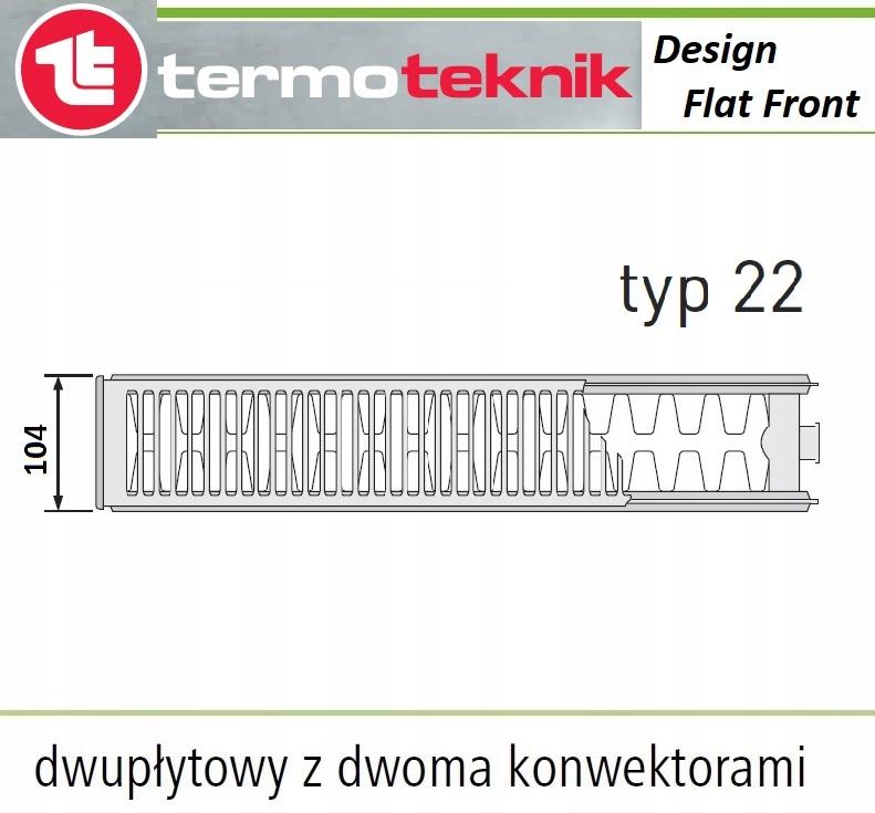 Grzejnik TERMOTEKNIK V 22 600x1600 DESIGN FLAT FRONT dolny prawy 48h