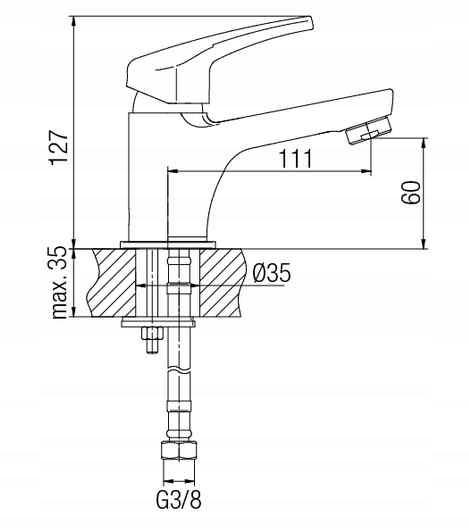 ECO Bateria umywalkowa stojąca bez korka spustowego