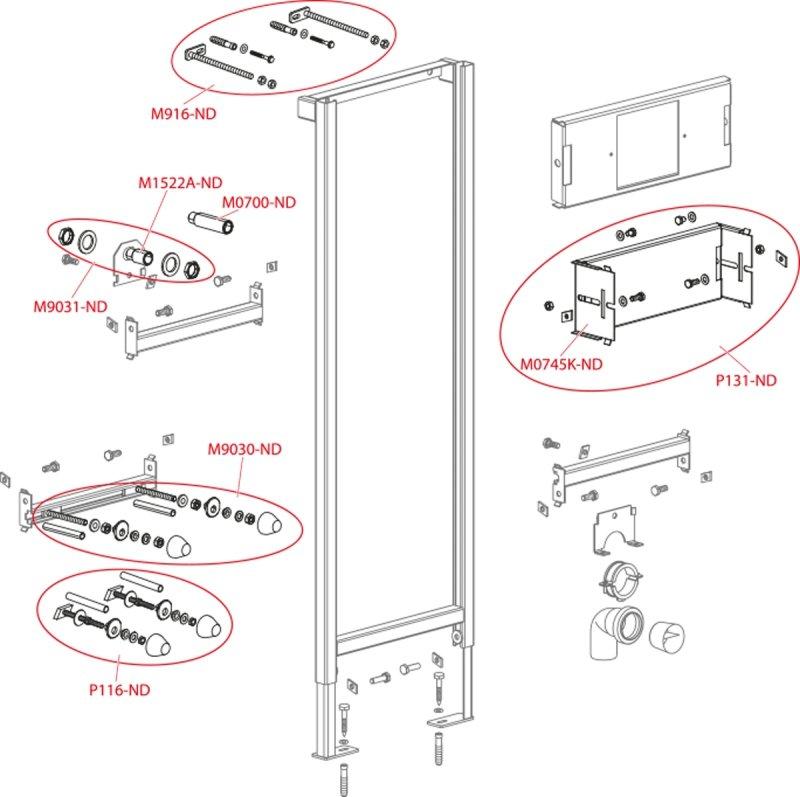Stelaż podtynkowy do pisuaru + mocowanie ALCADRAIN 510 x 200 x 1120 mm