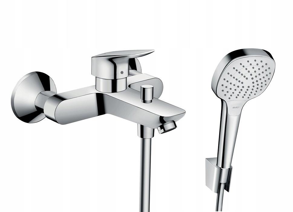 Bateria wannowo-prysznicowa dwuuchwytowa ścienna Hansgrohe Logis srebrny