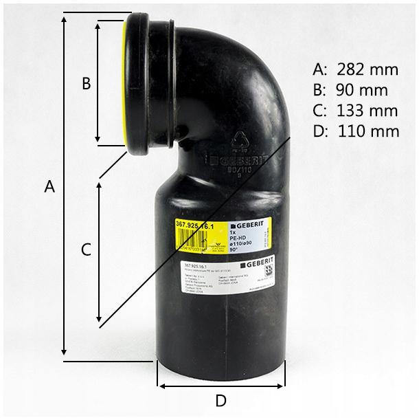 GEBERIT Kolano odpływowe PE do WC d110/90