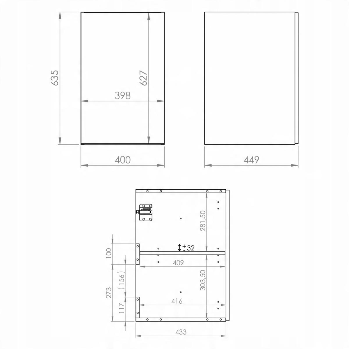 Kontener podblat. LOOK 40x45cm Wiszący 1D White ELITA